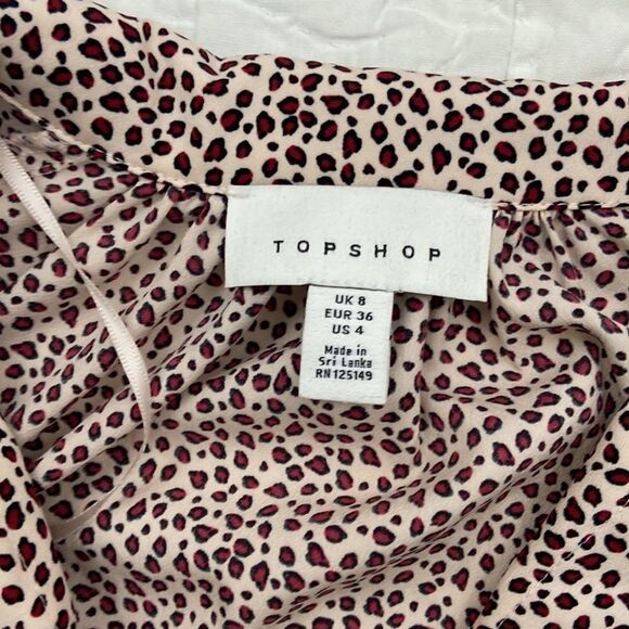 TOPSHOP Leopard Print Button Up Blouse size 4 - Picture 3 of 8